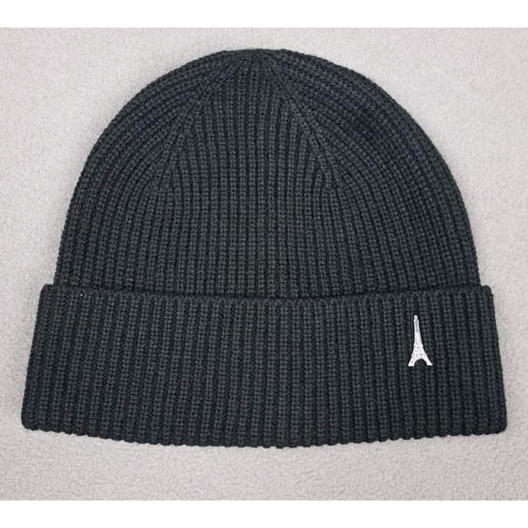 Karl Lagerfeld Beanie Womens OSFM Black Ribbed Knit Paris Bling Outdoor Winter - Picture 1 of 9